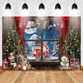 img 3 attached to 🎄 Mocsicka Rustic Christmas Backdrop | Window, Tree, Gifts, and Snow Mountain Photo Background | Candy Cane Winter Christmas North Pole Party Decorations | Photography Backdrops (7x5ft)