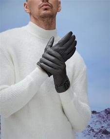 img 3 attached to 🧤 YISEVEN Кашемировые перчатки из агнешьей кожи для мотоцикла с возможностью использования сенсорного экрана.