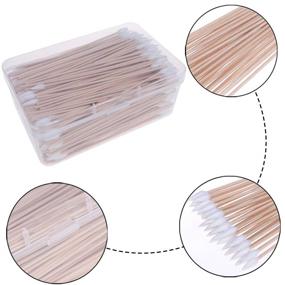 img 2 attached to 🧹 400 Packs Wooden Long Cotton Swabs with Storage Case - Multi-purpose Cleaning Swabs for Makeup, Jewelry, Firearm, and Ear Cleaning