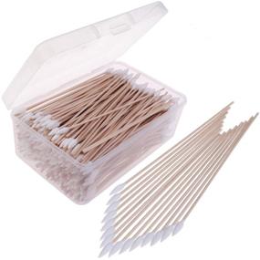 img 4 attached to 🧹 400 Packs Wooden Long Cotton Swabs with Storage Case - Multi-purpose Cleaning Swabs for Makeup, Jewelry, Firearm, and Ear Cleaning