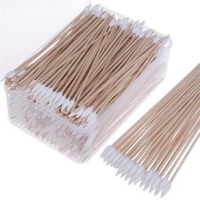 img 1 attached to 🧹 400 Packs Wooden Long Cotton Swabs with Storage Case - Multi-purpose Cleaning Swabs for Makeup, Jewelry, Firearm, and Ear Cleaning