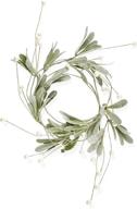 🎄 enhance your farmhouse christmas decor with auldhome snowy lamb’s ear garland: 4-foot pearl and berry candle ring or wreath accent логотип