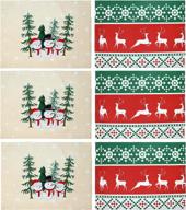🎅 set of 6 christmas placemats - double sided holiday table mats with snowman and reindeer design - washable and durable christmas place mats for festive dining логотип