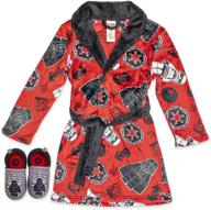 👦 boys lego star wars robe set: darth vader bathrobe pajamas with slippers, sizes 4/5-10/12 logo