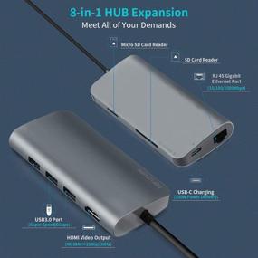 img 2 attached to 🔌 Cofuture-USB-C-Hub-Type C Hub 8-в-1: Ethernet, 4K HDMI, USB 3.0, SD/TF Reader, PD - Совместим с Mac Pro.