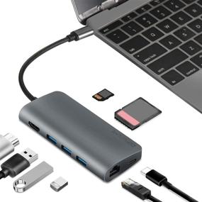 img 4 attached to 🔌 Cofuture-USB-C-Hub-Type C Hub 8-в-1: Ethernet, 4K HDMI, USB 3.0, SD/TF Reader, PD - Совместим с Mac Pro.