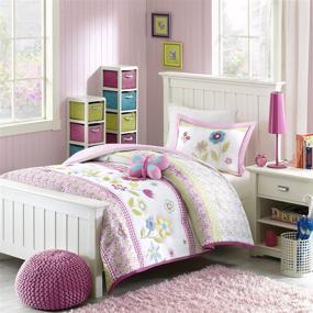 img 4 attached to 🌸 Spring Bloom 3-Piece Comforter Set for Twin Beds in Multicolor by Mizone Kids