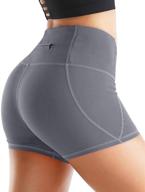 🩳 rocorose women's tummy control yoga shorts – 4-way stretch high waist workout running shorts with pockets logo