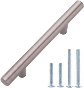 img 4 attached to 🔳 25-Pack Satin Nickel Euro Bar Cabinet Handle - 1/2-inch Diameter, 5.38-inch Length (3-inch Hole Center) by Amazon Basics