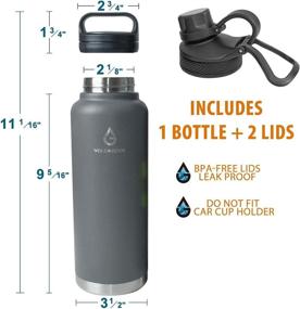 img 2 attached to 🔒 VOLCAROCK 40/64 Oz Hydro Vacuum Insulated Flask - Insulated Sports Water Bottle, BPA Free, Double Wall Stainless Steel, Cold Hot Beverage Container, Durable, Leakproof, Dishwasher Safe