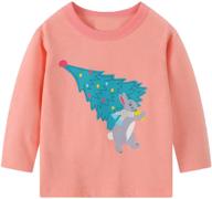 🐰 adorable pink rabbit elephant long sleeve top for little girls | 100% cotton toddler kids t-shirt (18m-6t) logo