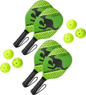 🏸 kanga beginner pickleball paddle bundle: 4 paddles + 6 balls | durable wood construction with comfort cushion grip логотип