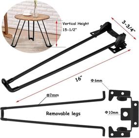 img 3 attached to 🛠️ MEETWARM 16-inch Foldable Hairpin Legs, Black Metal Folding Table Legs, DIY Furniture Legs for Coffee and End Tables, Side Table, Laptop Table, Mini Desk - Set of 4 with Rubber Pads & Screws