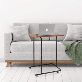 img 1 attached to 🌟 CERBIOR Portable C Shaped End Table | Sofa Side Table with Coffee Tray | Compact Workstation for Small Spaces