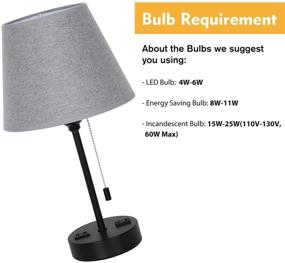 img 2 attached to 💡 Stylish HAITRAL Modern Table Lamps with Dual USB Ports & AC Outlets - Ideal for Bedroom Living Room Office (Grey/Black)