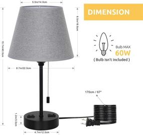 img 3 attached to 💡 Stylish HAITRAL Modern Table Lamps with Dual USB Ports & AC Outlets - Ideal for Bedroom Living Room Office (Grey/Black)