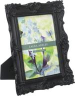 🖼️ laura ashley 5x7 black ornate resin picture frame with easel & hook for tabletop & wall display, decorative floral design home décor, photo gallery, art - ideal for 5x7 photos, black логотип