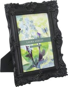 img 2 attached to 🖼️ Laura Ashley 5x7 Black Ornate Resin Picture Frame with Easel & Hook for Tabletop & Wall Display, Decorative Floral Design Home Décor, Photo Gallery, Art - Ideal for 5x7 Photos, Black