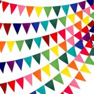 🌈 60pcs rainbow felt fabric pennant banners - multicolor party garland for birthday party and classroom decoration (5 pack) - rubfac logo