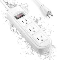 💧 waterproof outdoor power strip with surge protection – international outlet, electric flat plug, weatherproof protector for home, garden, patio, kitchen, living room (white) logo