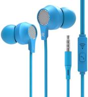 super me, in-ear headphones bass earbuds with microphone and call controller - compatible with 🎧 iphone, android, and all devices with 3.5mm jack - sleep headset with 6 pairs earpad s/m/l, blue logo