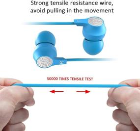 img 2 attached to Супер мне, наушники внутриканального типа с басом и микрофоном, управление звонками - совместимы с 🎧 iPhone, Android и всеми устройствами с 3,5 мм разъемом - наушники-гарнитура для сна с 6 парами насадок S/M/L, синего цвета.