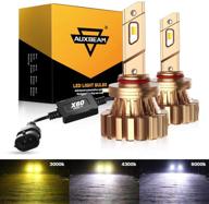 🔆 auxbeam 9005 hb3 h10 led fog light bulbs: nf-x60 series three colors switchback led fog daytime running lights, emc tech anti-interference - pack of 2 logo