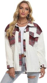img 2 attached to 👚 Stylish Himosyber Womens Patchwork Shacket Jacket (Green Fleece M): Trendy Women's Clothing