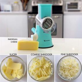 img 1 attached to 🧀 LOYALMASTER Manual Rotary Cheese Grater Mandoline - Handheld Slicer Grinder with Strong Suction Base and 3 Stainless Steel Drums for Vegetable, Carrot, Salad, and Nuts.