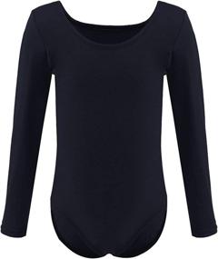 img 1 attached to Dancina Leotard: Long Sleeve Ballet Gymnastics Front 🩰 Lined Cotton Kids Ages 2-10 - Comfortable & Stylish