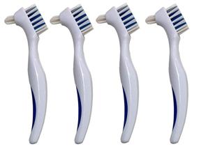 img 4 attached to 🦷 Denture Cleaner Brushes: Dual Sided Toothbrush for Effective Dental Denture Care - Ergonomic Rubber Handle - 4-Pack Brush Set with FREE Eyeglass Pouch