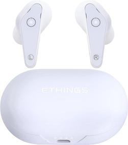 img 3 attached to Улучшите ваш аудиоопыт с наушниками eThings Heavy Duty Premium Sound с системой шумоподавления - включен беспроводной зарядный чехол (белый) 🎧