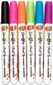 img 3 attached to 🌷 Vibrant Neon Tulip Graffiti Fabric Markers: Premium Quality Ink, 6pk Chisel Tip - Perfect for Fabric Painting, Drawing, Coloring, Writing on Clothes - Permanent & Child Safe