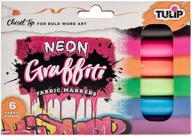 🌷 vibrant neon tulip graffiti fabric markers: premium quality ink, 6pk chisel tip - perfect for fabric painting, drawing, coloring, writing on clothes - permanent & child safe logo
