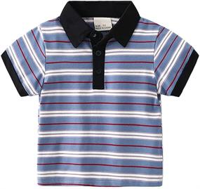 img 4 attached to Striped Cartoon Polo Shirt for Casual Motteecity Boys Clothes