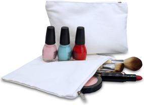 img 2 attached to 💼 Cotton Canvas Cosmetic Makeup Bag with Zipper