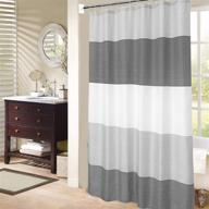 🚿 premium black and grey shower curtain for men's bathroom | white neutral stripes | polyester fabric | 72"x72" | 12 hooks included logo