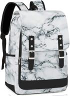 🎒 stylish marble laptop backpack for teen girls and women with usb charge port - ideal for college, travel, and school logo