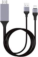 кабель адаптера iphone ipad к hdmi - 1080p цифровой av коннектор - совместим с iphone12/11/11pro max/xr/xs/x/8/7 ipad pro air mini ipod - подключение к телевизору/проектору/монитору - 6.6 футов черный логотип