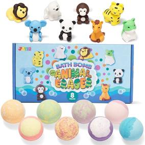 img 4 attached to 🛀 JOYIN Bath Bombs for Kids: 8 Pack with Surprise Toy Inside, Natural Essential Oil SPA Bath Fizzies Set - Perfect Kids Safe Birthday Gift for Boys and Girls with Animal Eraser Included