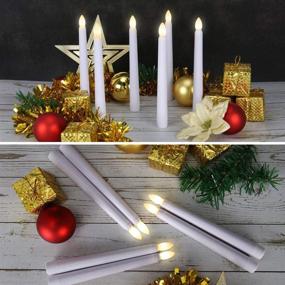 img 2 attached to 🕯️ Pack of 6 Battery Operated Flameless Christmas Taper Window Candles with Remote Timers, 7.9 Inch LED Flickering Electric Candles featuring Realistic Warm Flame Lights for Home Party Holiday Decorations