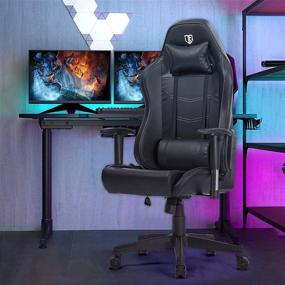 img 3 attached to Max4out Gaming Chair Office Chair Racing Executive: Ergonomic, Adjustable, High Back PVC Leather Computer Chair with Headrest and Lumbar Pillow - Ideal for Women and Men