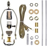 💡 ecudis antique brass lamp kit: diy table lamp wiring set with 3-way socket, harp & pipe - instructions included логотип