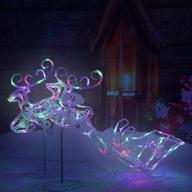 🎄 enhance your holiday décor with the pre-lit led light up double reindeer and sleigh set: a stunning acrylic christmas decoration for both indoor and outdoor use logo