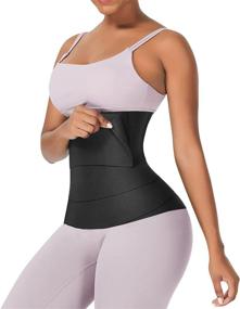 img 4 attached to Wonder-Beauty Under Clothes Waist Trainer: Tummy Wrap & Stomach Bandage for Women - Free Size Loop Design