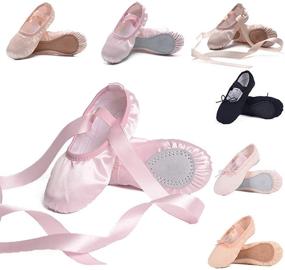 img 4 attached to 🩰 Ruqiji Ballet Shoes for Toddlers: Girls' Slip-On Slippers and Athletic Footwear