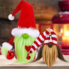 img 4 attached to 🎅 Aorither Furry Green Christmas Santa Gnome Swedish Tomte for Party Decoration Supplies Xmas Party Tiered Tray Table Decor - Green Furry How The Stole Christmas Decoration Christmas Gnome