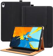 toaka ipad air 4 case - premium soft leather stand folio case for apple ipad air 4th gen 10.9 inch 2020 with auto sleep/wake, document pockets & card holders - black logo