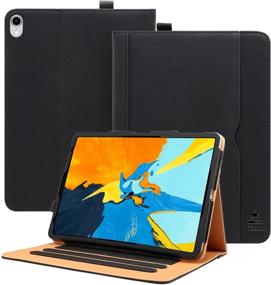 img 4 attached to Toaka iPad Air 4 Case - Premium Soft Leather Stand Folio Case for Apple iPad Air 4th Gen 10.9 Inch 2020 with Auto Sleep/Wake, Document Pockets & Card Holders - Black