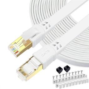 img 4 attached to 🐱 Премиум кабель Ethernet Cat 8 30 футов | Сверхбыстрый 40 Гбит/с 26AWG LAN кабель | Надежное производство наружной и внутренней среды | Золото покрытый разъем RJ45 | Идеально подходит для PS4, игр, модема, роутера.